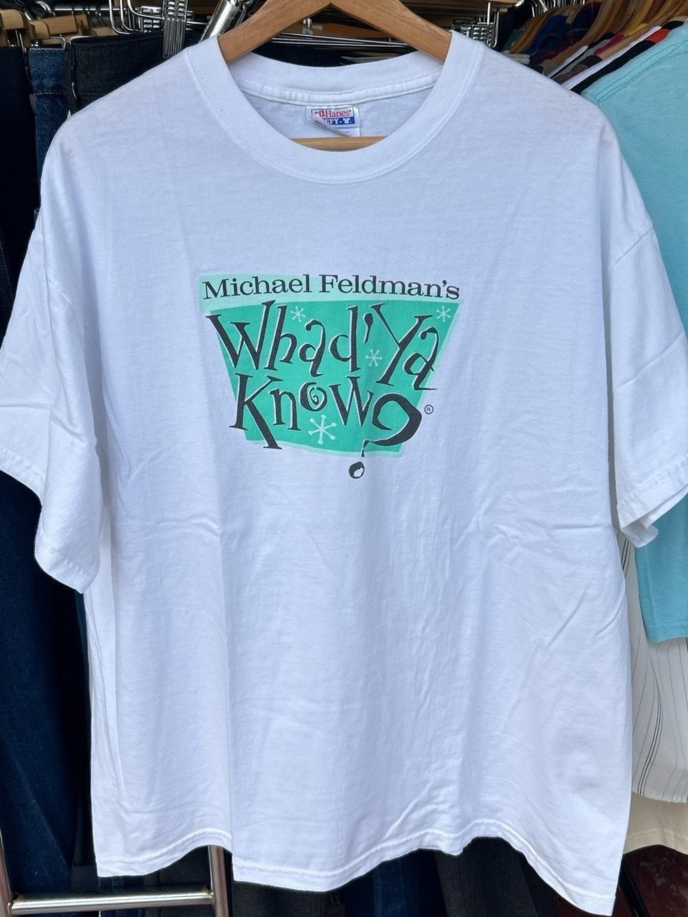 Vintage 1990s Michael Feldman Whad’Ya Know T Shirt XL Hanes Beefy-T NPR